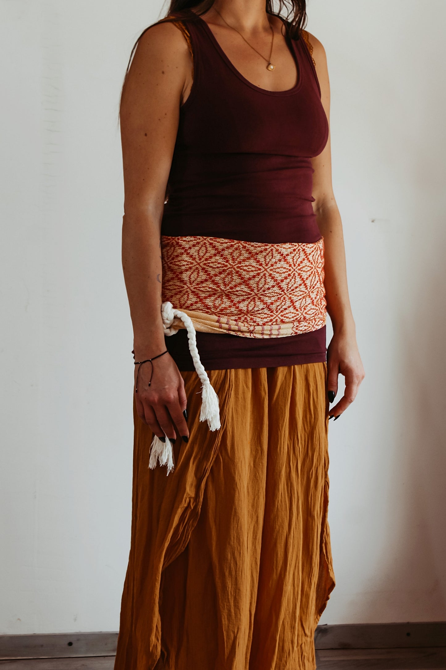 Mexikanische Light Faja "Calendula" stützender Bauchgürtel, Wärmegürtel handgewebt