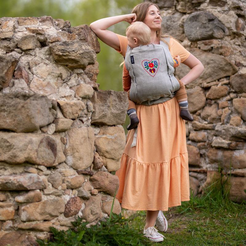 Baby carrier NIRMI Pure with Impact Patch "Matyó Heart" (Hungary)